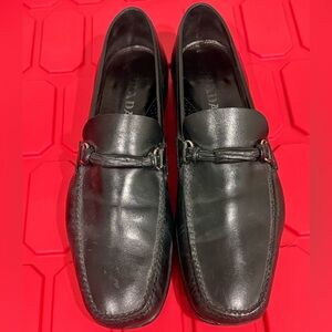 Prada Men's Black Leather Slip-On Loafers
